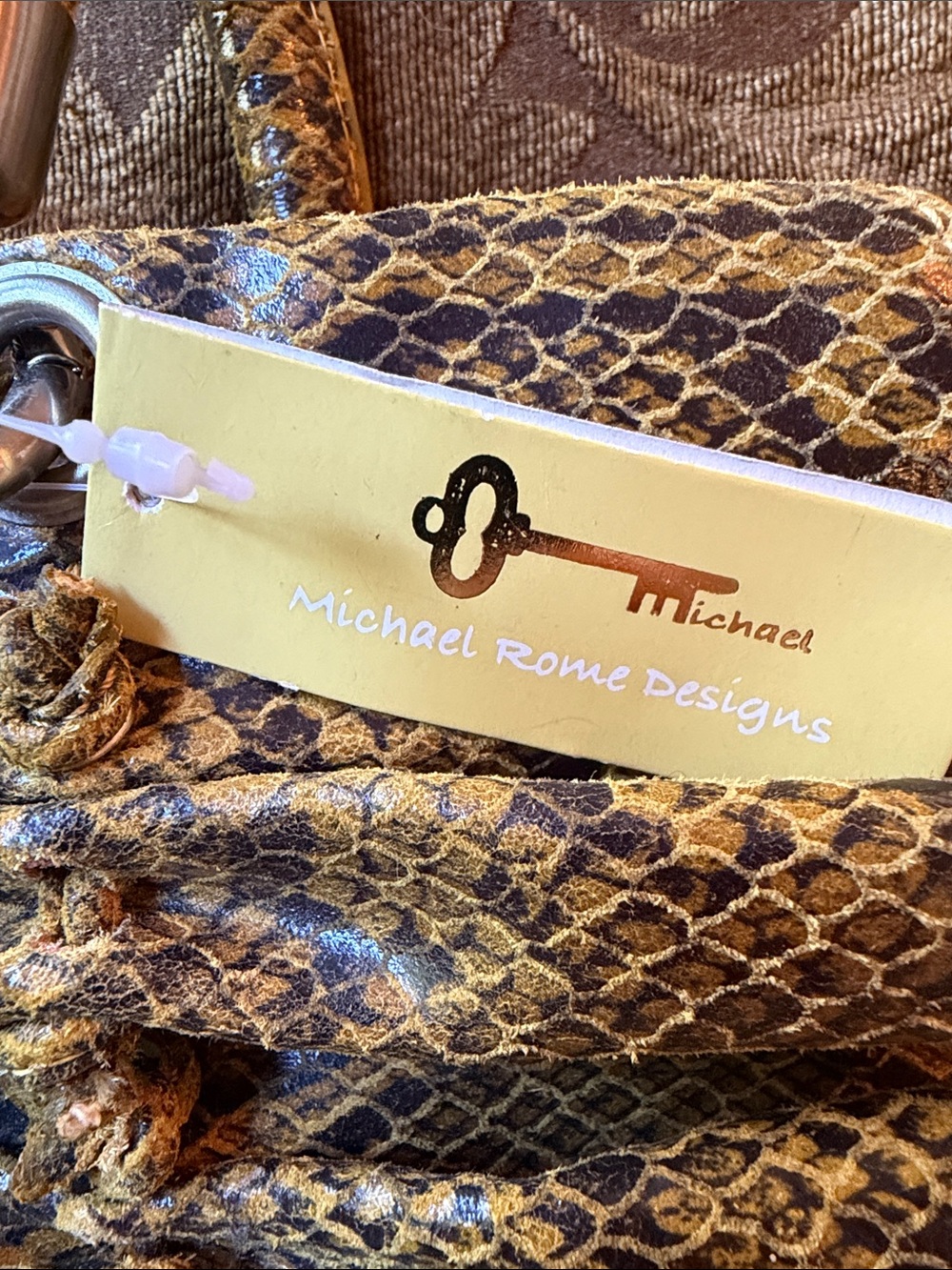 Michael Rome Yellow Python-Print Structured Shoulder Bag -NWT - Picture 2 of 13